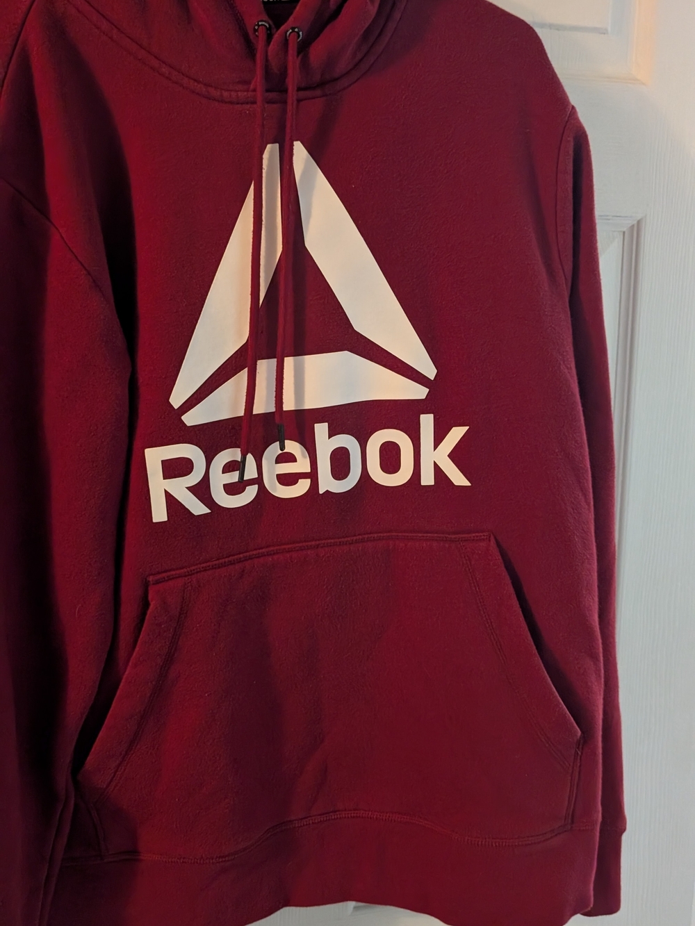 Reebok Men's Burgundy Crewneck Hoodie with White Logo